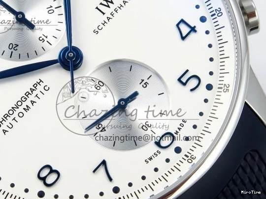 MIROTIME 0211 Casual Portuguese Chrono IW3716 Z+F 1:1 Best Edition White Dial on Blue Rubber Strap A 7016